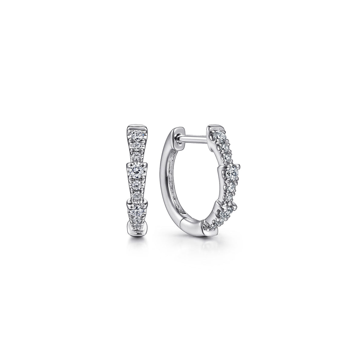 14K White Gold Diamond Huggie Earrings — Gabriel & Co. EG14523W45JJ