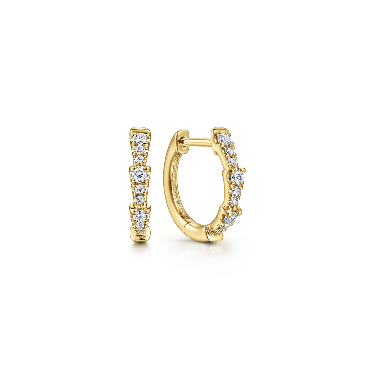 14K Yellow Gold Diamond Huggie Earrings — Gabriel & Co. EG14523Y45JJ