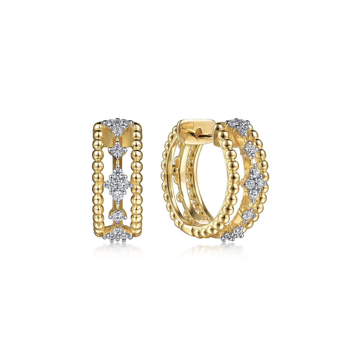 Huggie Earrings 14K Yellow Gold Diamond 0.3ct 15mm — Gabriel & Co. EG14599Y45JJ