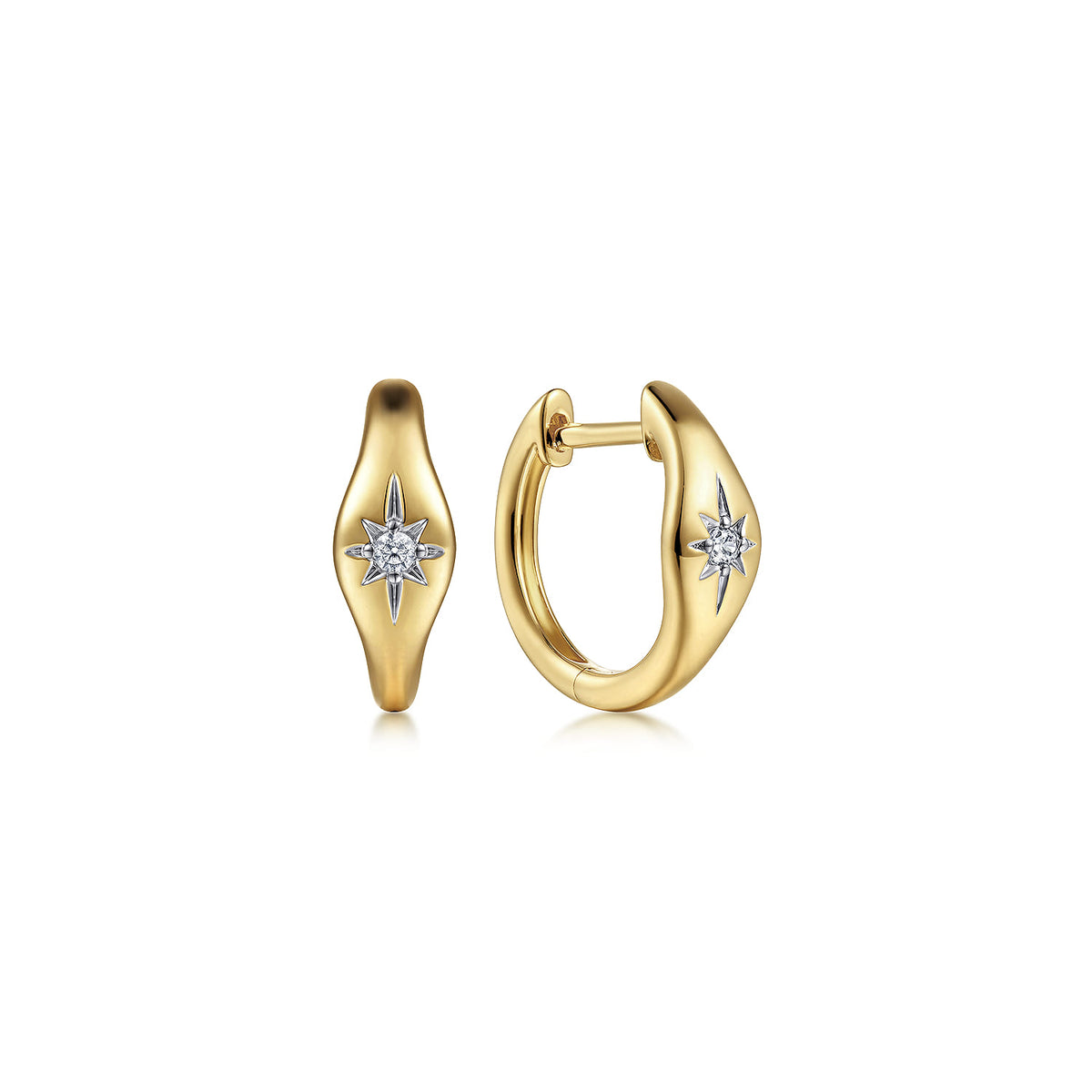 14K Yellow Gold Diamond Huggie Earrings — Gabriel & Co. EG14615Y45JJ