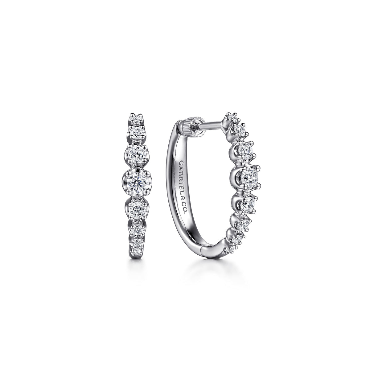 14K White Gold 20mm Buttercup Set Diamond Classic Oval Hoop Earrings — Gabriel & Co. EG14655W45JJ