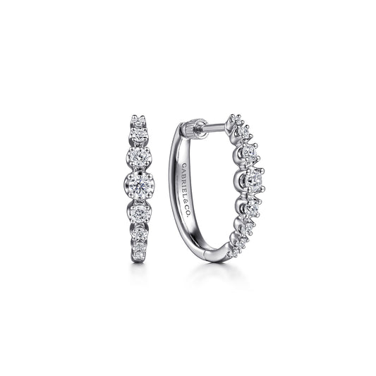 14K White Gold 20mm Buttercup Set Diamond Classic Oval Hoop Earrings — Gabriel & Co. EG14655W45JJ