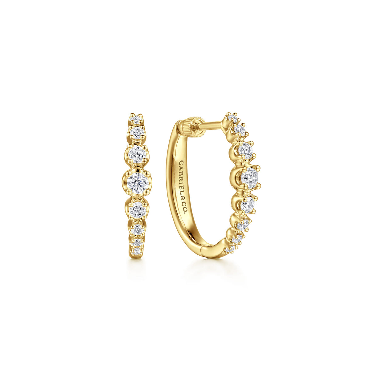 14K Yellow Gold 20mm Buttercup Set Diamond Classic Oval Hoop Earrings — Gabriel & Co. EG14655Y45JJ