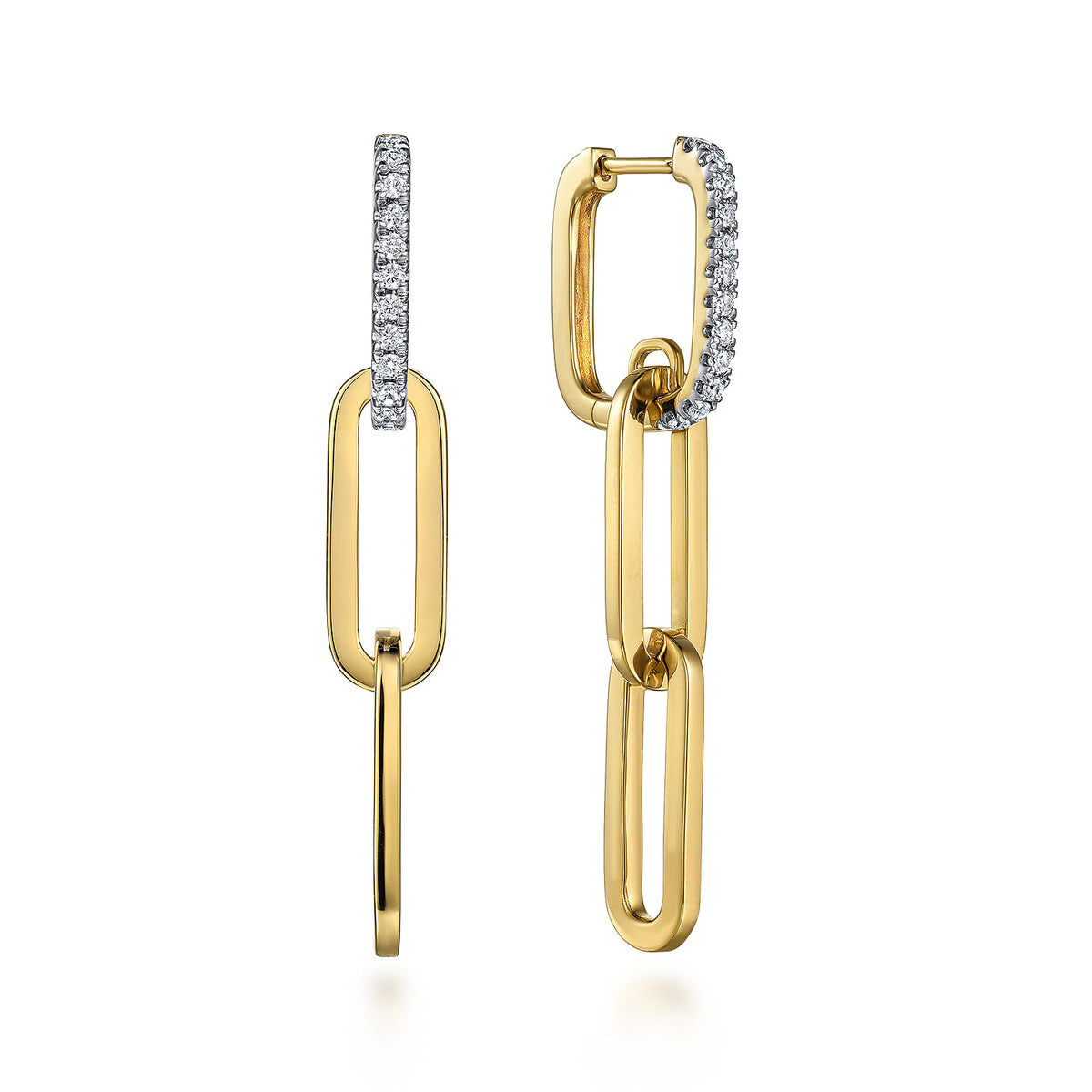 14K Yellow Gold Diamond Link Hollow Chain Drop Earrings — Gabriel & Co. EG14703Y45JJ