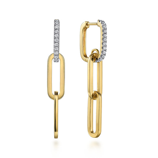 14K Yellow Gold Diamond Link Hollow Chain Drop Earrings — Gabriel & Co. EG14703Y45JJ
