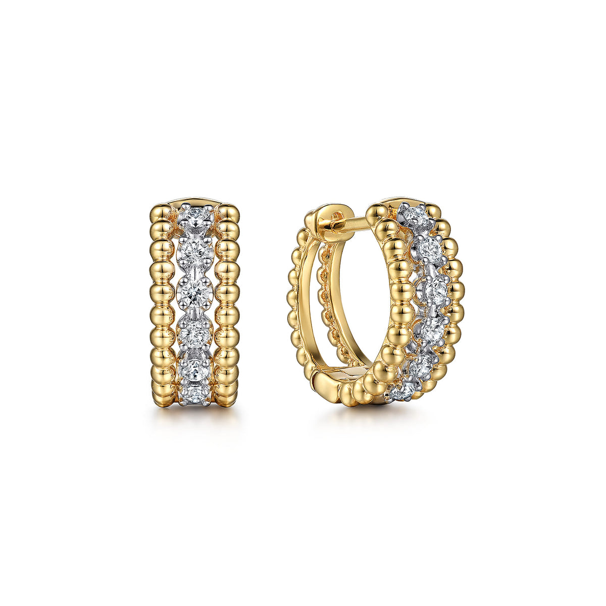 14K White & Yellow Gold Diamond Huggie Earrings-Bujukan — Gabriel & Co. EG14715M45JJ