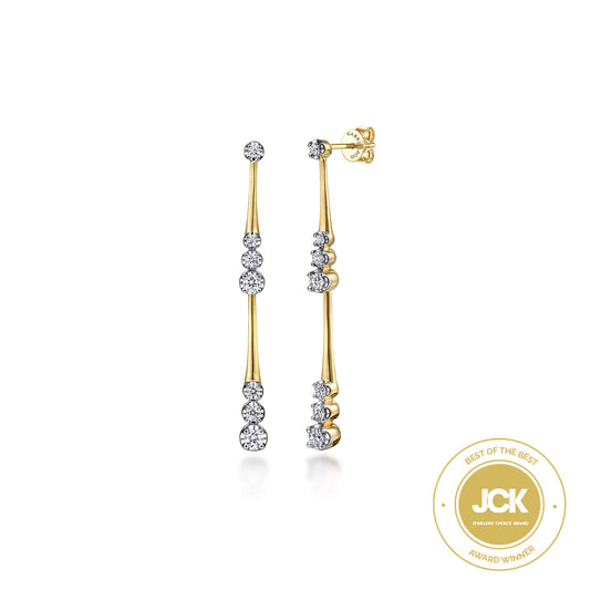 14K Yellow Gold Linear Graduated Diamond Station Drop Earrings in size 45mm — Gabriel & Co. EG14828Y45JJ