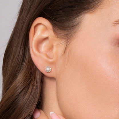 14K Rose Gold Diamond and Pearl stud Earrings — Gabriel & Co. EG14862K45PL