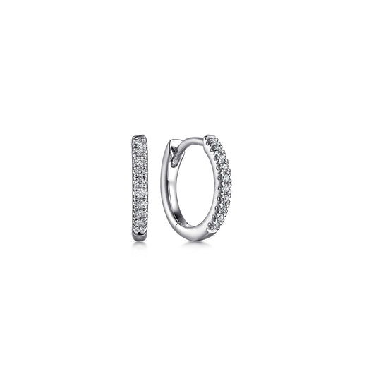 14K White Gold Diamond Huggie In 12mm with U Set — Gabriel & Co. EG14886W45JJ