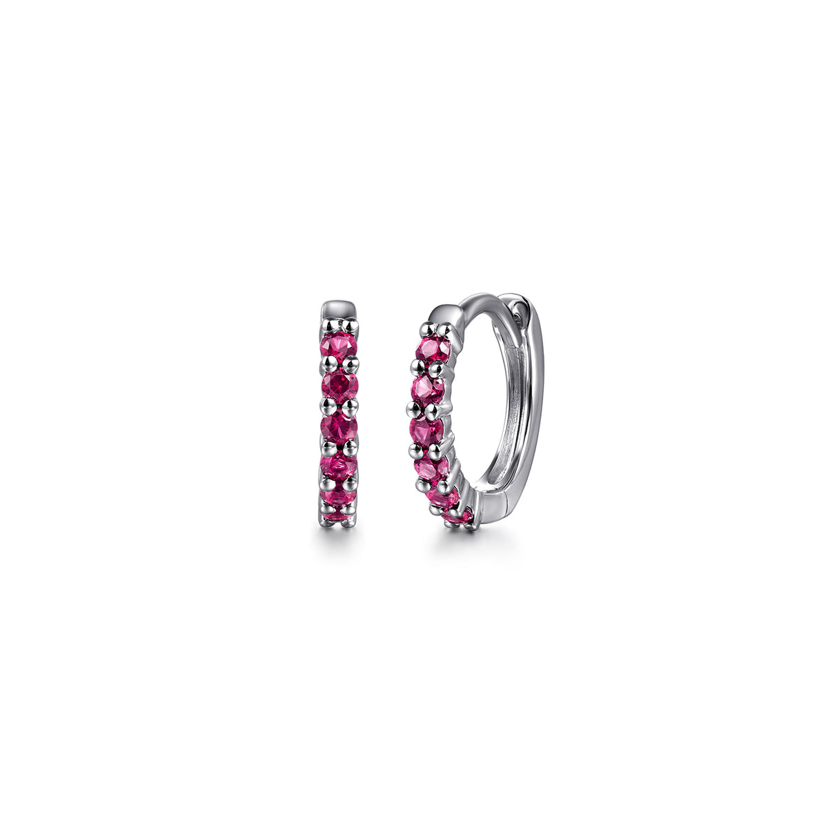 14K White Gold Ruby Huggie Earrings — Gabriel & Co. EG14956W4JRA