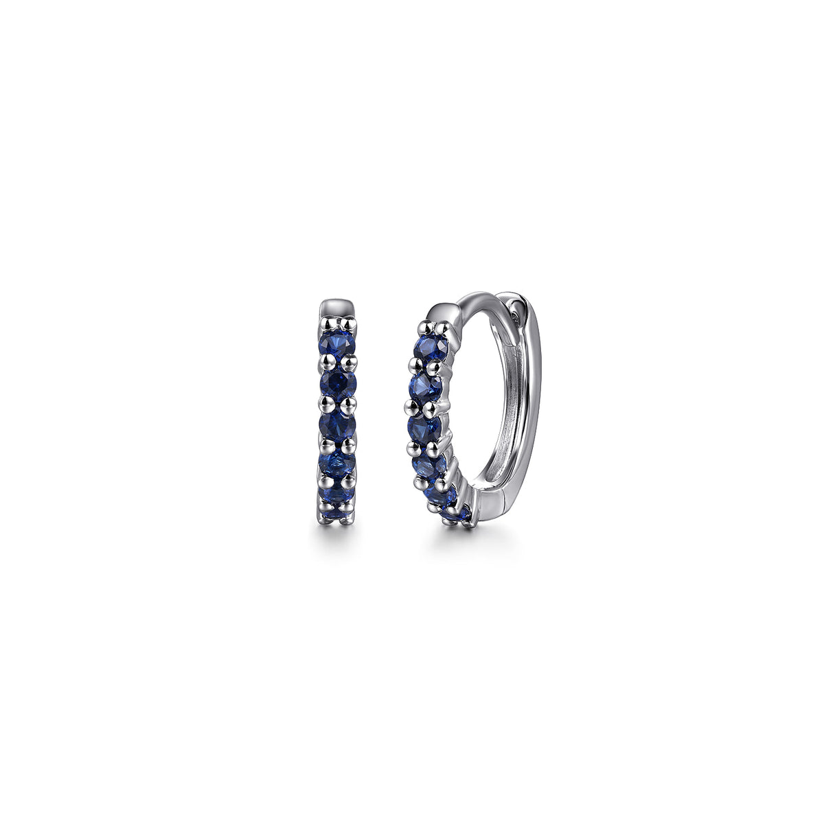 14K White Gold Sapphire Huggie Earrings — Gabriel & Co. EG14956W4JSA