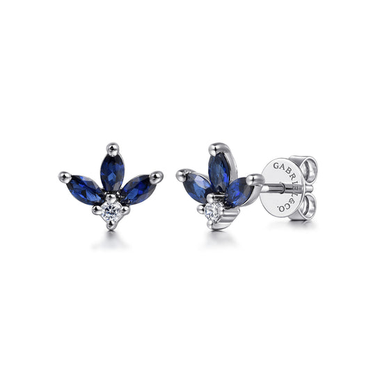14K White Gold Diamond and Sapphire Stud Earrings — Gabriel & Co. EG14963W45SA