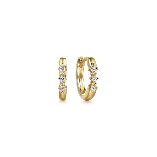 Huggie Earrings 14K Yellow Gold Diamond 0.06ct 10mm — Gabriel & Co. EG14964Y45JJ