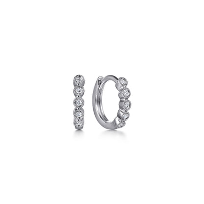 10mm 14K White Gold Diamond Bezel Setting Huggie Earrings — Gabriel & Co. EG14965W45JJ