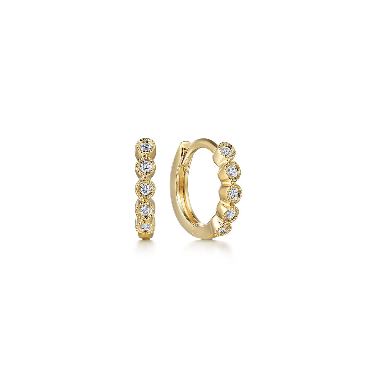 14K Yellow Gold Diamond Huggie Earrings, 10mm — Gabriel & Co. EG14965Y45JJ
