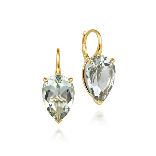 14K Yellow Gold Green Amethyst Flat Pear Earrings — Gabriel & Co. EG14989Y4JGA