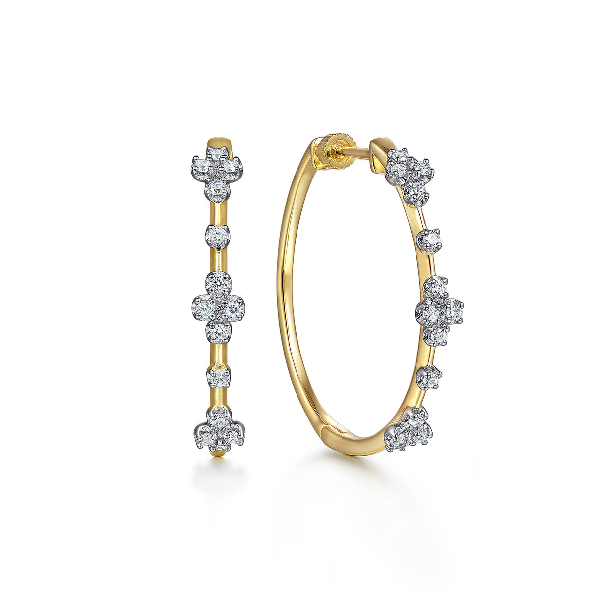 14K Yellow Gold Diamond Classic Hoop Earrings, 30mm — Gabriel & Co. EG15004Y45JJ