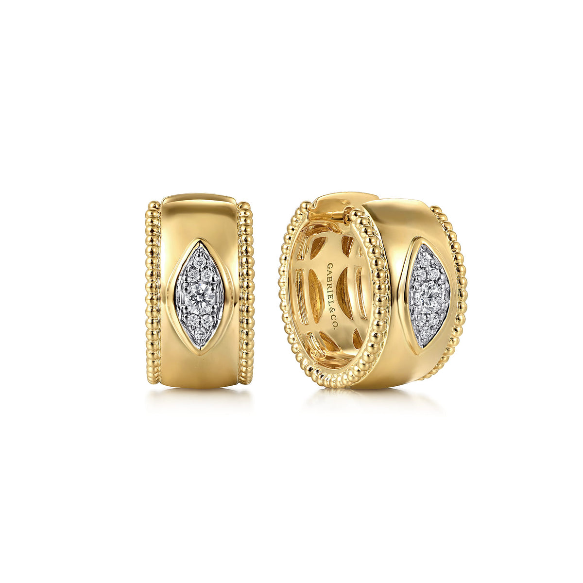 14K Yellow Gold Diamond Bujukan 15mm Huggie Earrings — Gabriel & Co. EG15038Y45JJ