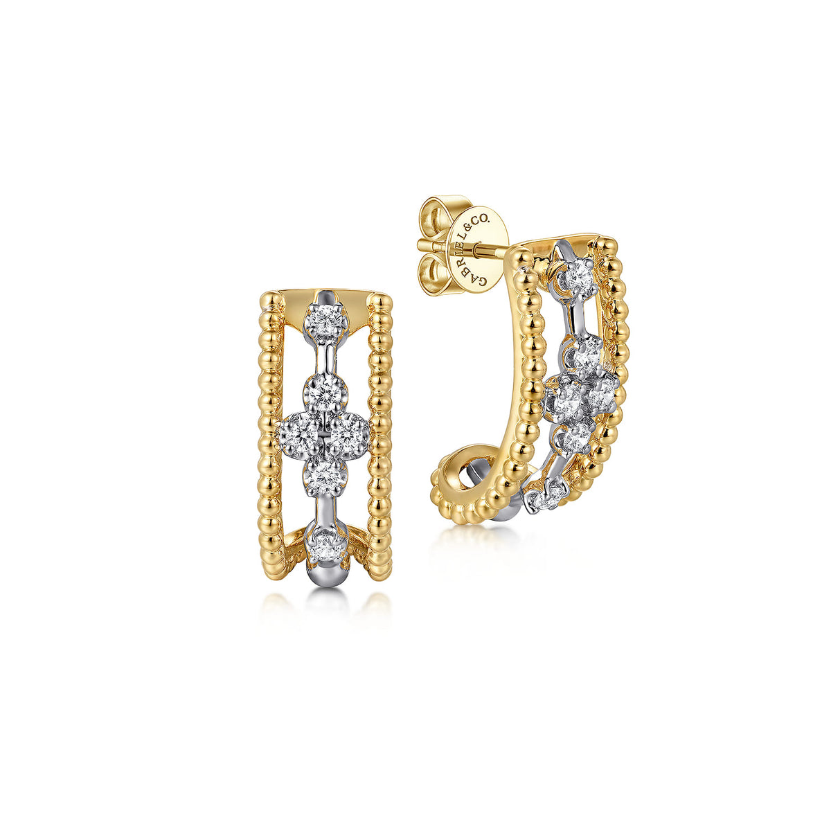 J Hoop Earrings 14K White and Yellow Gold Diamond 0.25ct Bujukan — Gabriel & Co. EG15039M45JJ