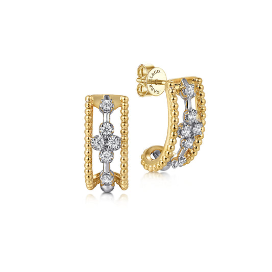 J Hoop Earrings 14K White and Yellow Gold Diamond 0.25ct Bujukan — Gabriel & Co. EG15039M45JJ