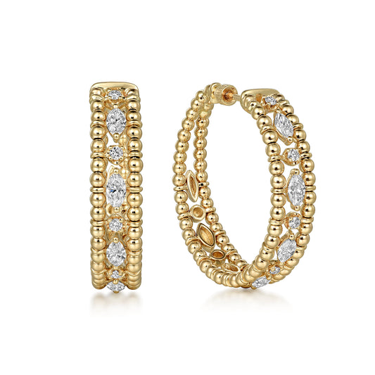 14K Yellow Gold Bujukan Diamond Classic Hoop Earrings in size 30mm — Gabriel & Co. EG15051Y44JJ
