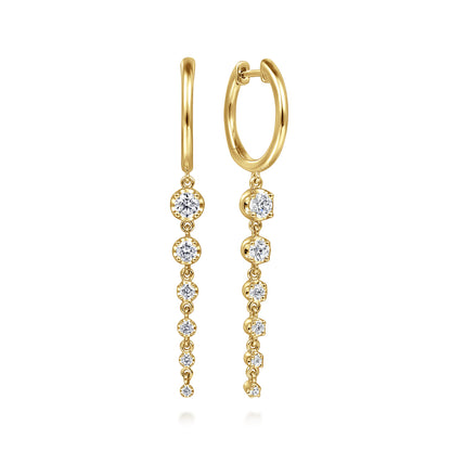 14K Yellow Gold Graduating Diamond Huggie Drop Earrings — Gabriel & Co. EG15066Y45JJ
