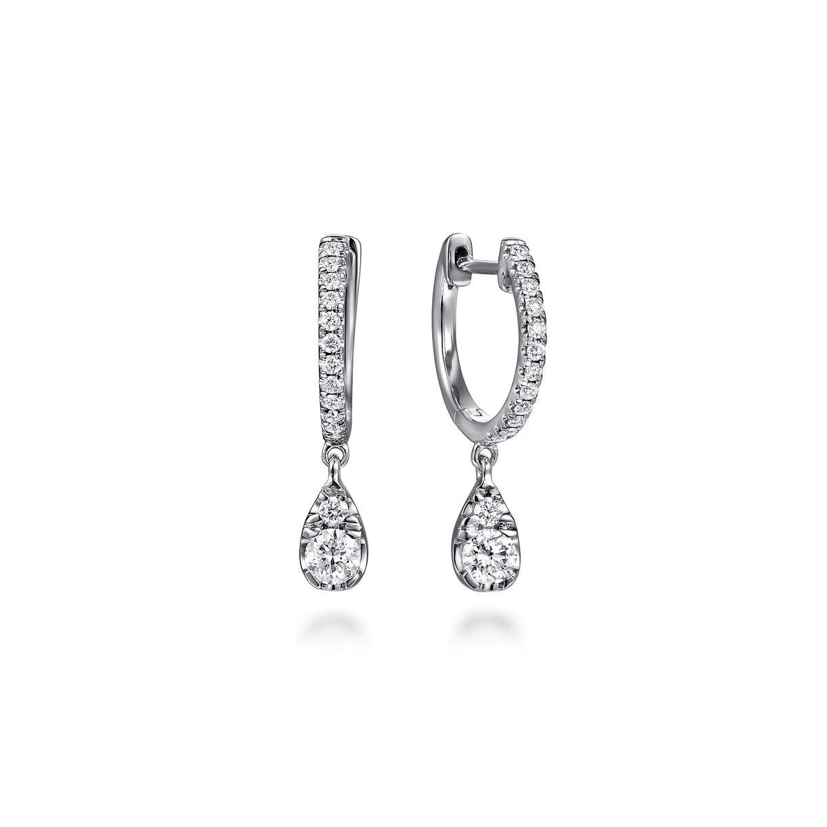 14K White Gold Diamond Huggie Drop Earrings — Gabriel & Co. EG15069W45JJ