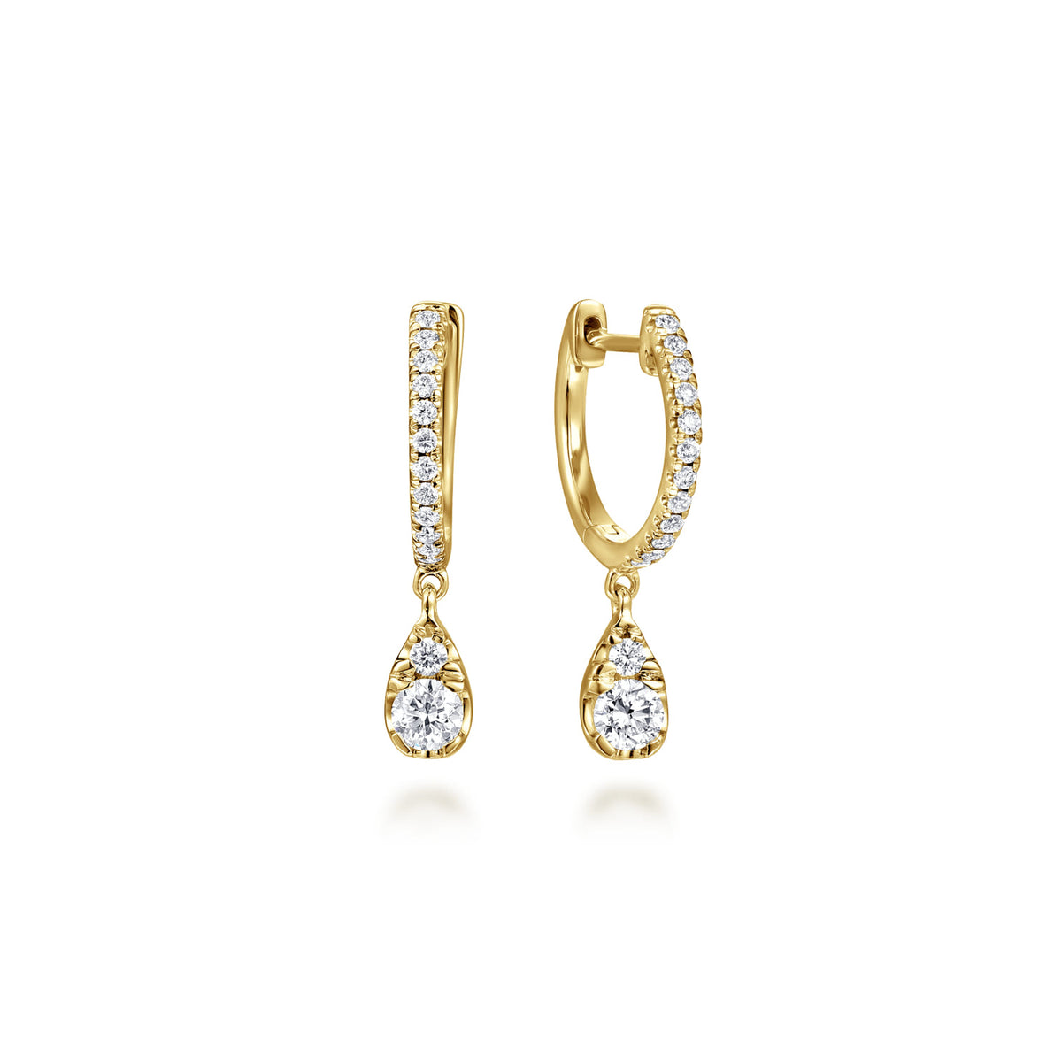 14K Yellow Gold Diamond Huggie Drop Earrings — Gabriel & Co. EG15069Y45JJ