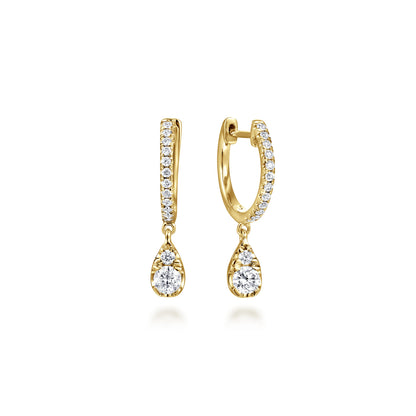14K Yellow Gold Diamond Huggie Drop Earrings — Gabriel & Co. EG15069Y45JJ