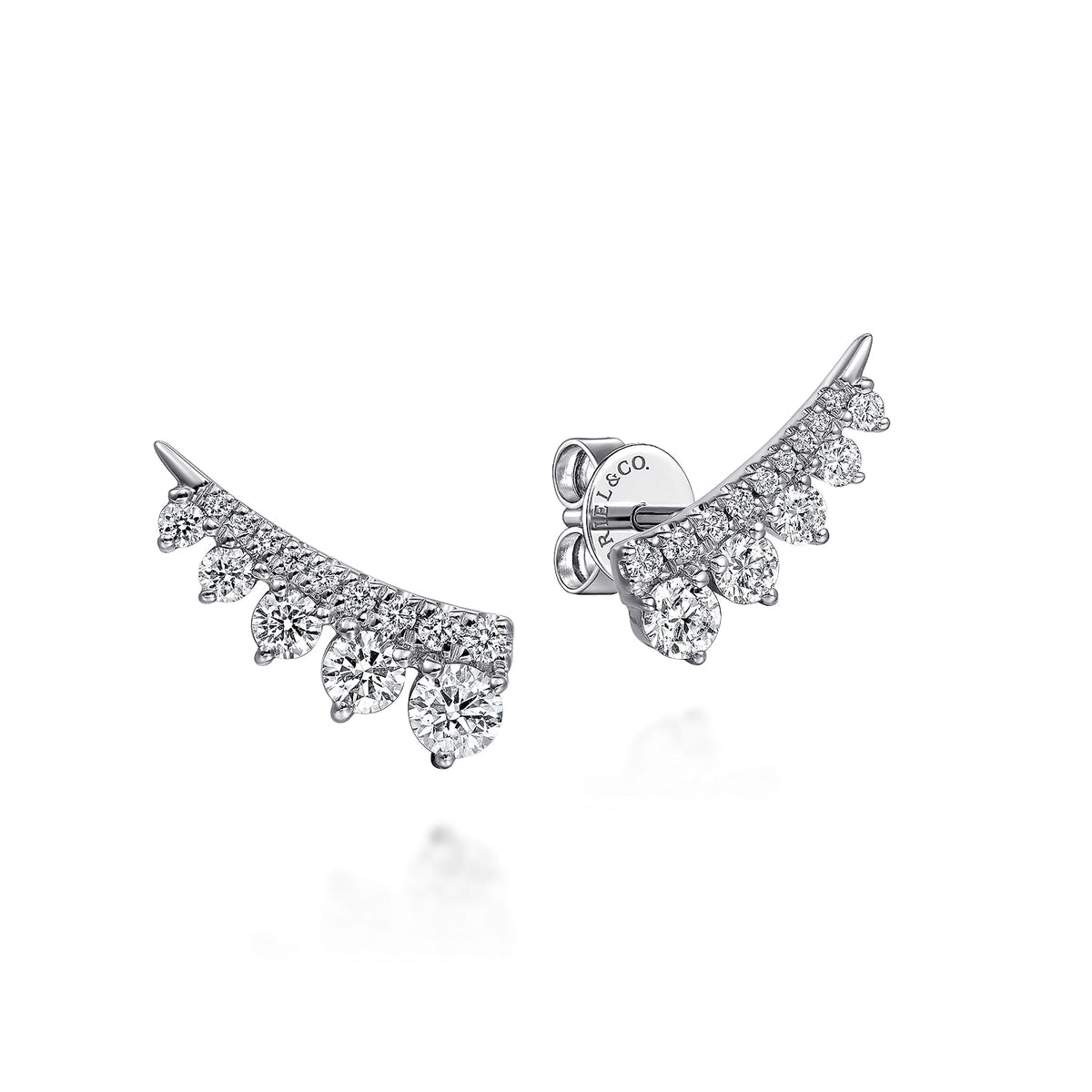 14K White Gold Diamond Ear Climber Earrings — Gabriel & Co. official product image — EG15079W45JJ