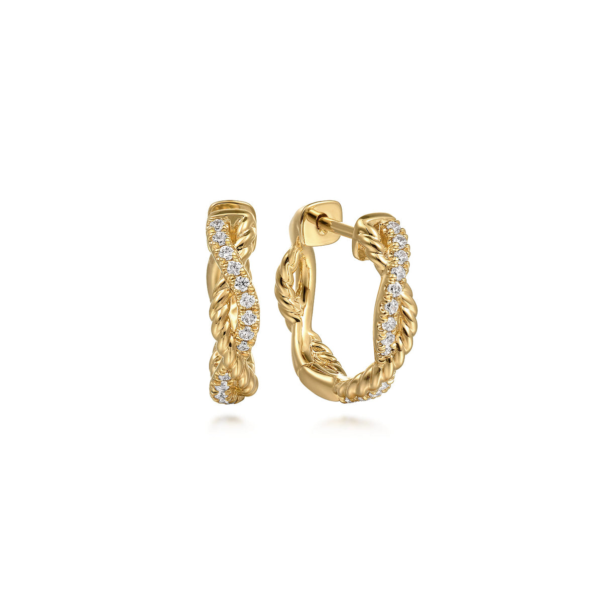 Huggie Earrings 14K Yellow Gold Diamond 0.16ct 15mm — Gabriel & Co. EG15080Y45JJ