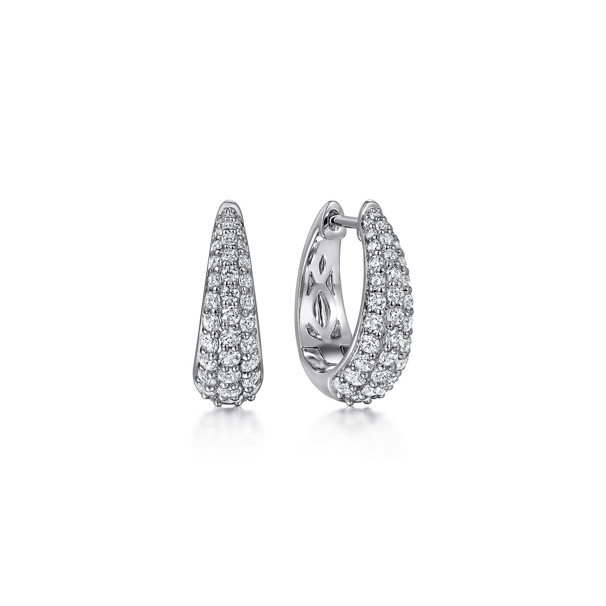 14K White Gold Pave Diamond Oval Huggie Earrings — Gabriel & Co. EG15086W45JJ