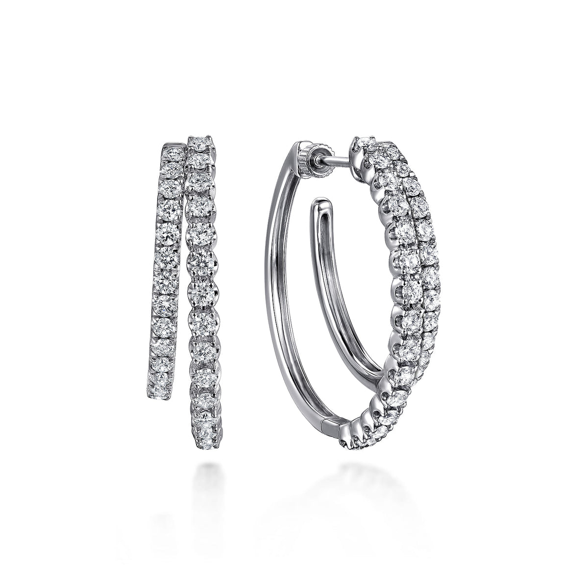 14K White Gold Diamond Intricate Hoop Earrings in size 30mm — Gabriel & Co. EG15088W45JJ
