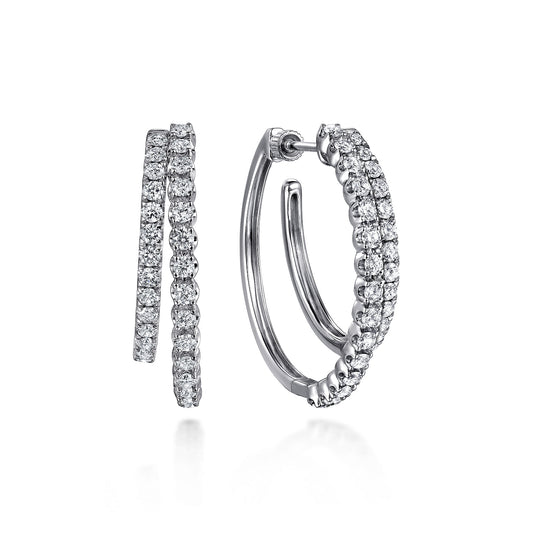 14K White Gold Diamond Intricate Hoop Earrings in size 30mm — Gabriel & Co. EG15088W45JJ