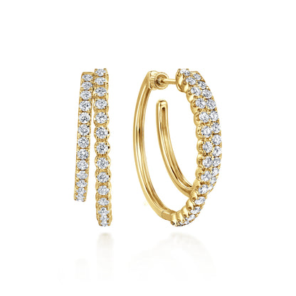 14K Yellow Gold Diamond Intricate Hoop Earrings in size 30mm — Gabriel & Co. EG15088Y45JJ