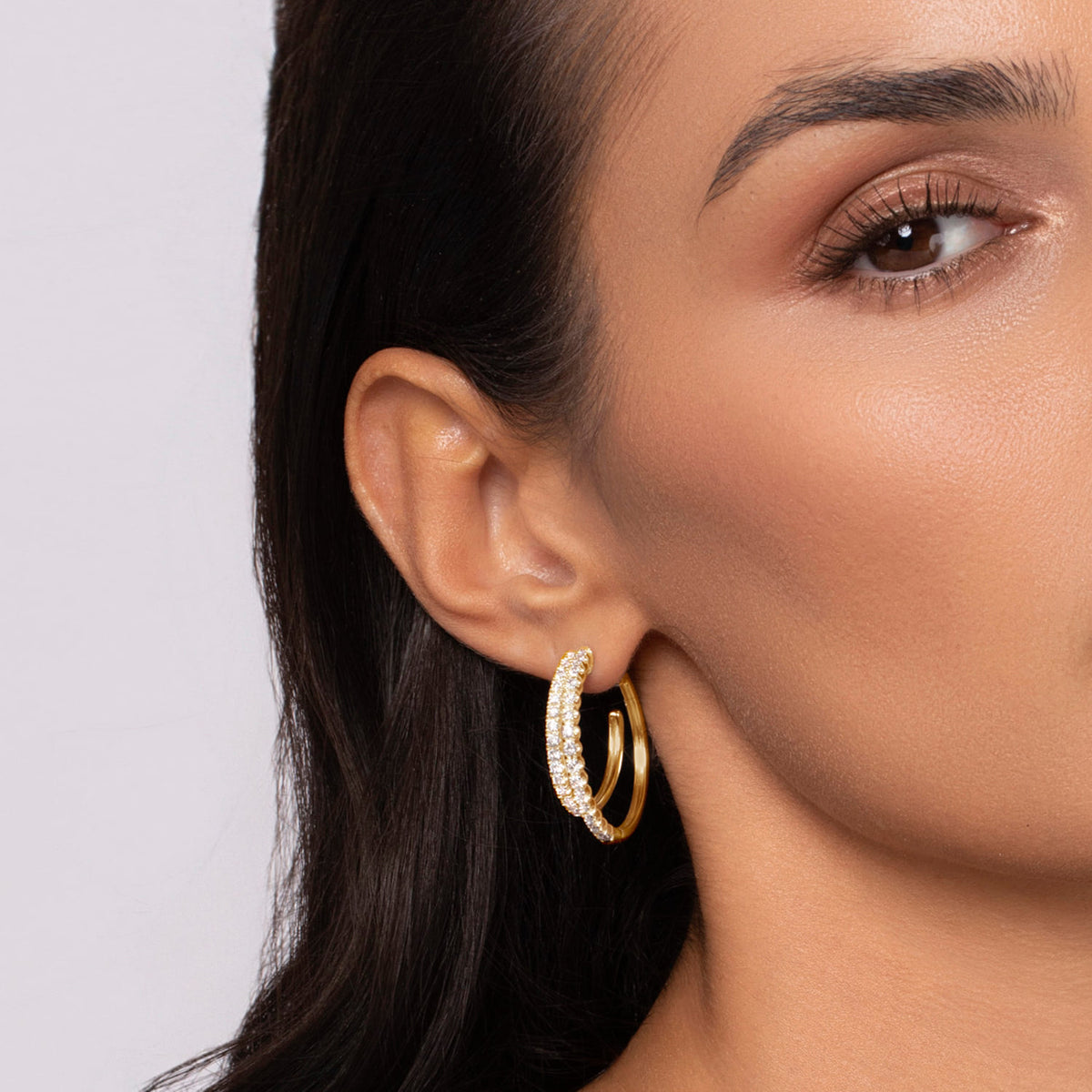 14K Yellow Gold Diamond Intricate Hoop Earrings in size 30mm — Gabriel & Co. EG15088Y45JJ