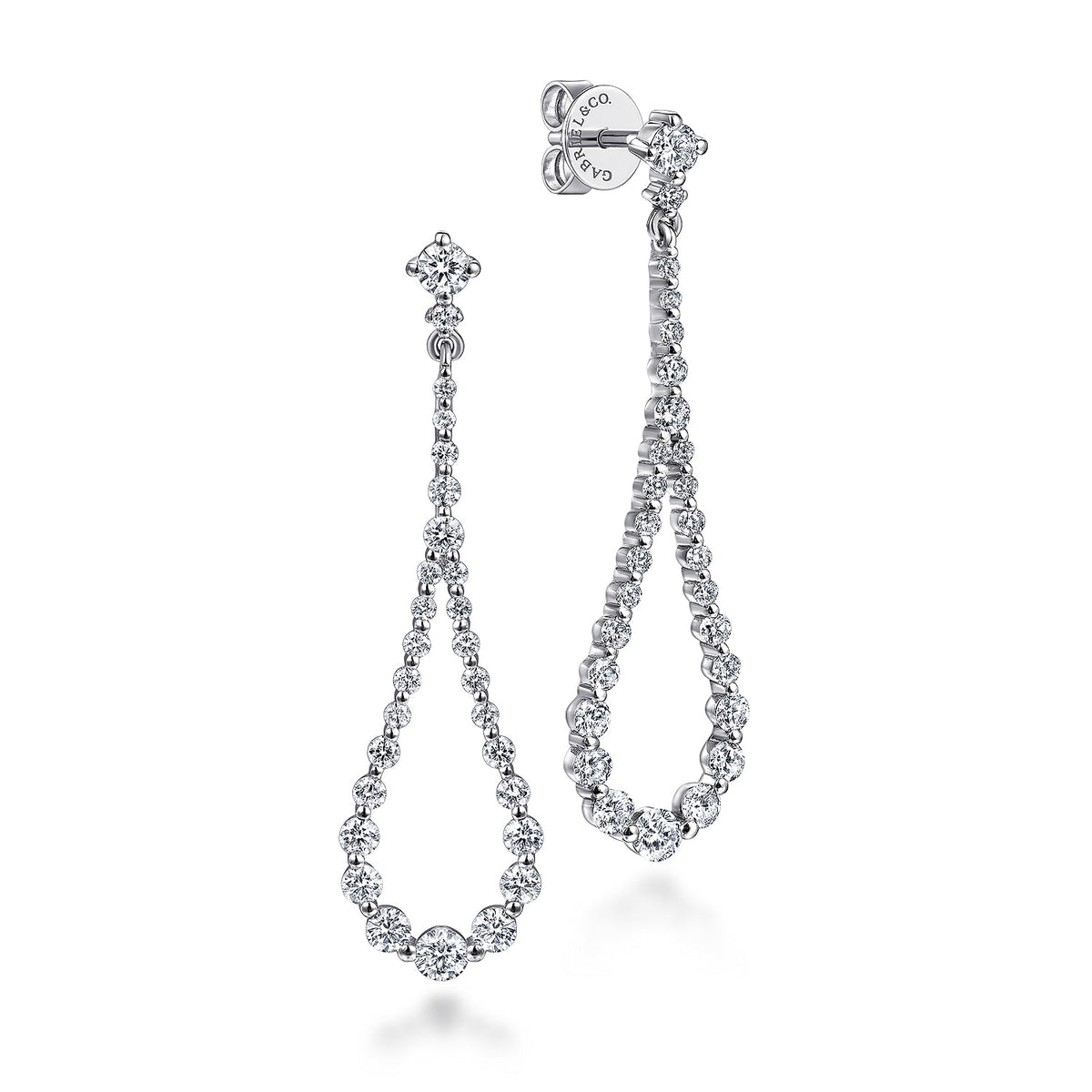 14K White Gold Diamond Stud Drop Earrings — Gabriel & Co. EG15091W45JJ