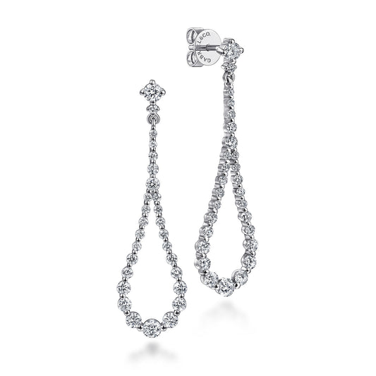 14K White Gold Diamond Stud Drop Earrings — Gabriel & Co. EG15091W45JJ