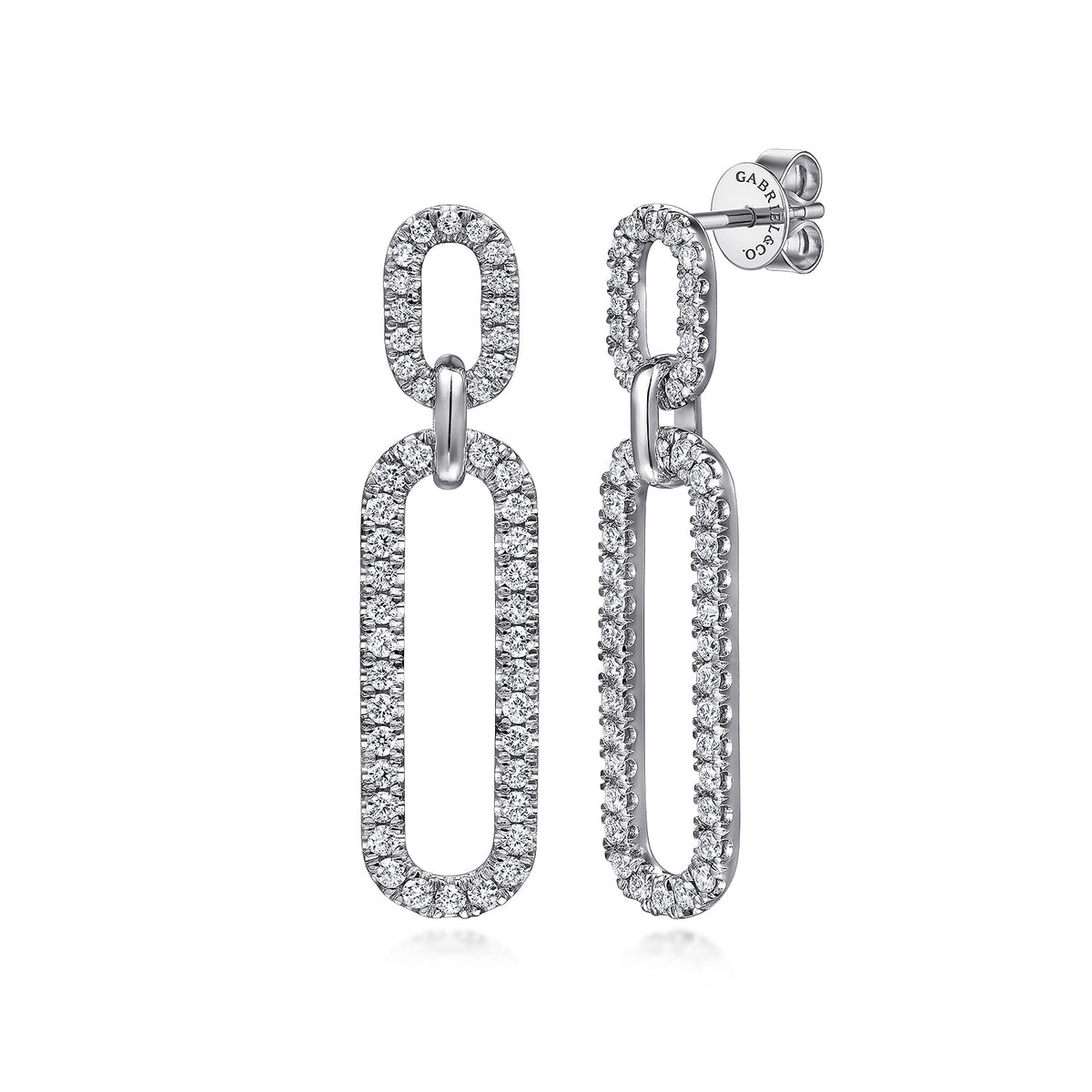 14K White Gold Diamond Link Chain Drop Earrings — Gabriel & Co. EG15094W45JJ