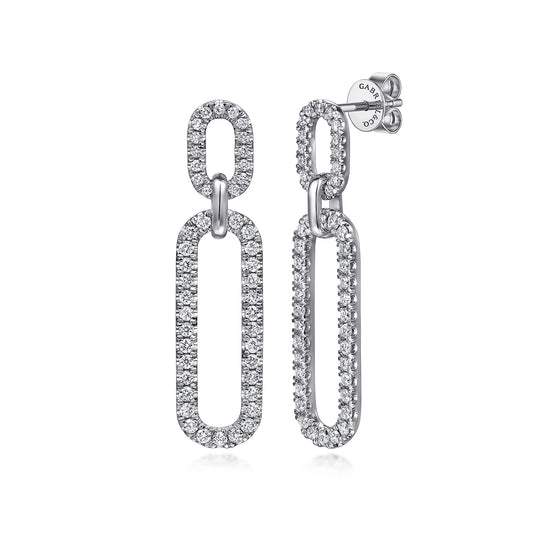 14K White Gold Diamond Link Chain Drop Earrings — Gabriel & Co. EG15094W45JJ