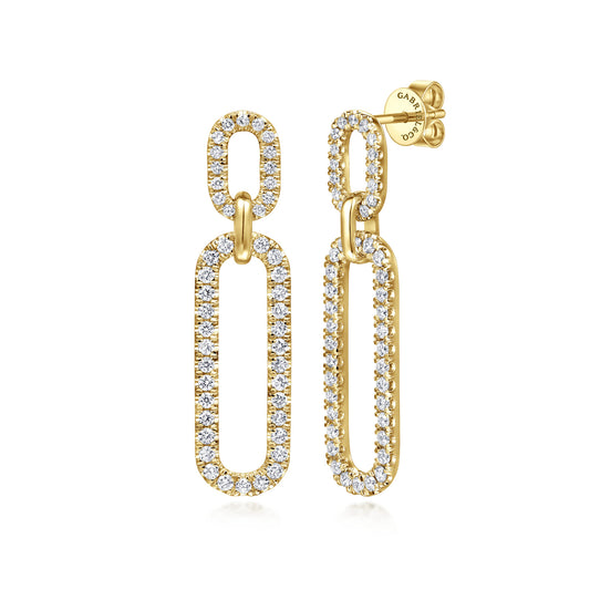 14K Yellow Gold Diamond Link Chain Drop Earrings — Gabriel & Co. EG15094Y45JJ