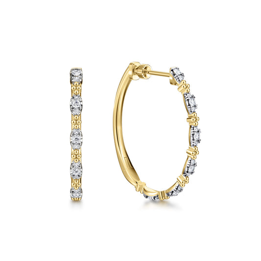 14K Yellow Gold 30mm Diamond Station Classic Hoop Earrings — Gabriel & Co. EG15125Y45JJ