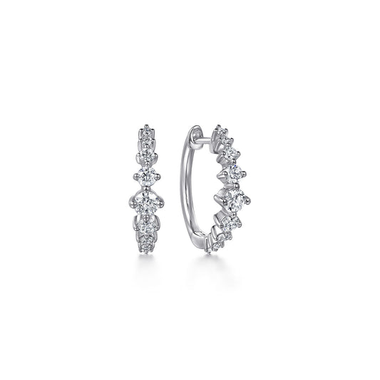 14K White Gold Graduating Diamond Huggie Earrings — Gabriel & Co. EG15131W45JJ
