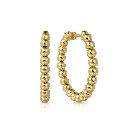 Beaded Classic Hoop Earrings 14K Yellow Gold 30mm — Gabriel & Co. EG15132Y4JJJ