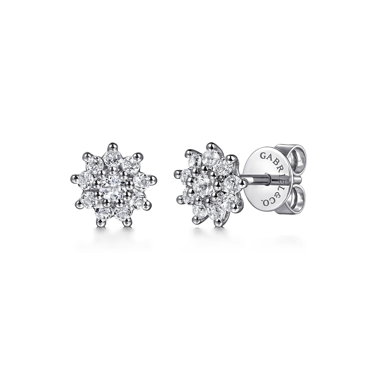 Stud Earrings 14K White Gold White Sapphire — Gabriel & Co. EG15160W4JWS