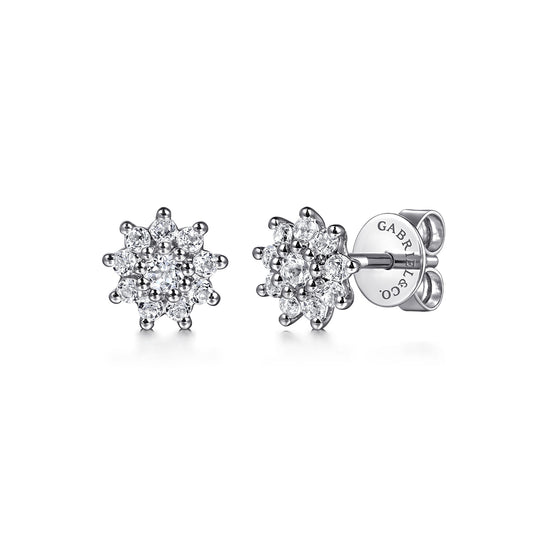 Stud Earrings 14K White Gold White Sapphire — Gabriel & Co. EG15160W4JWS