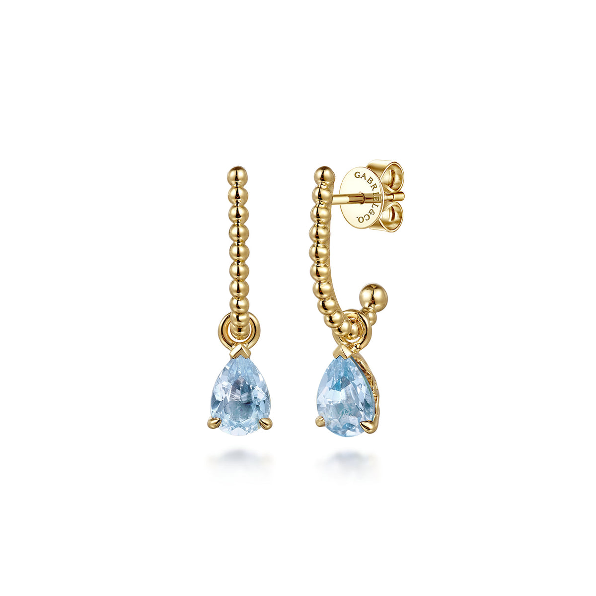 14K Yellow Gold Bujukan Aquamarine J Hoop Earrings — Gabriel & Co. EG15161Y4JAQ