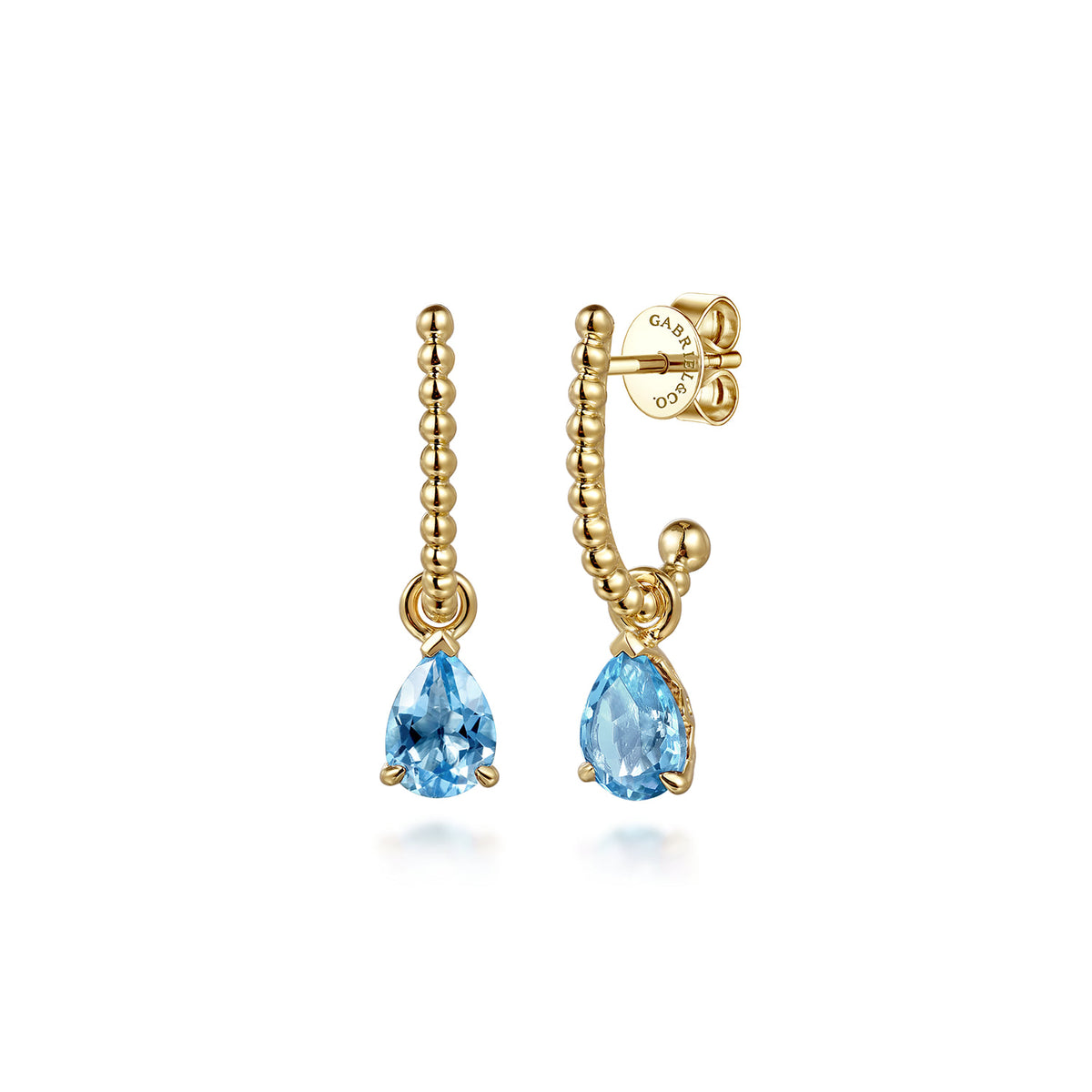 14K Yellow Gold Bujukan Blue Topaz J Hoop Earrings — Gabriel & Co. EG15161Y4JBT