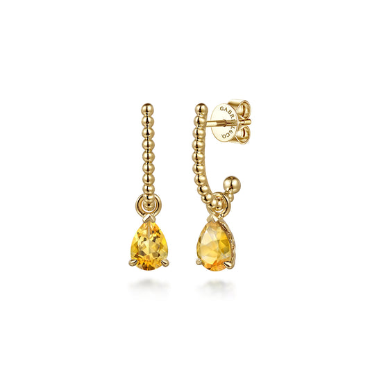 14K Yellow Gold Bujukan Citrine J Hoop Earrings — Gabriel & Co. EG15161Y4JCT