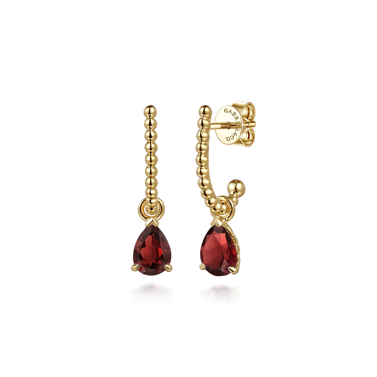 14K Yellow Gold Bujukan Garnet J Hoop Earrings — Gabriel & Co. EG15161Y4JGN